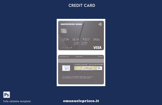 modello di carta visto USA Ameriprise Bank in stile verificato